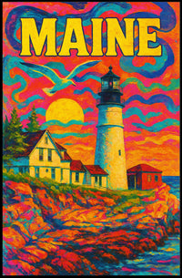 Maine Lighthouse Art Poster