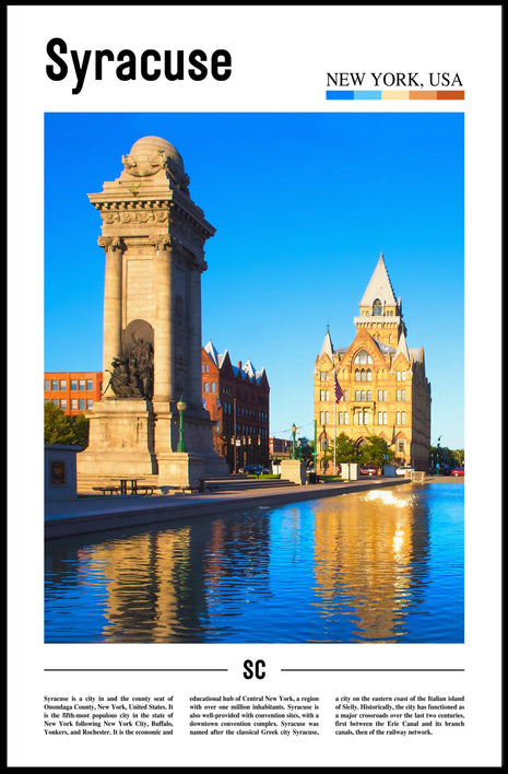 Syracuse New York Scenic Landscape Travel Poster
