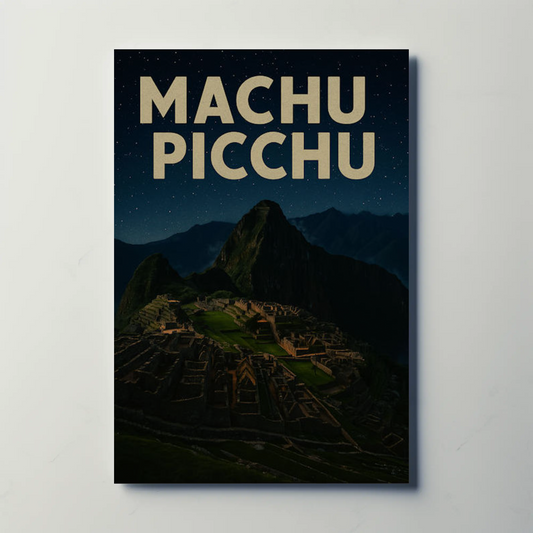 Machu Picchu Peru Night Sky Ancient Ruins Poster