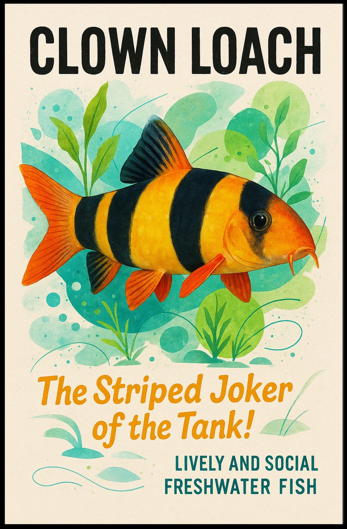 Clown Loach The Striped Joker of the Tank Poster