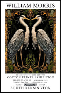 Elegant Herons Morris-Inspired Vintage Artistic Poster