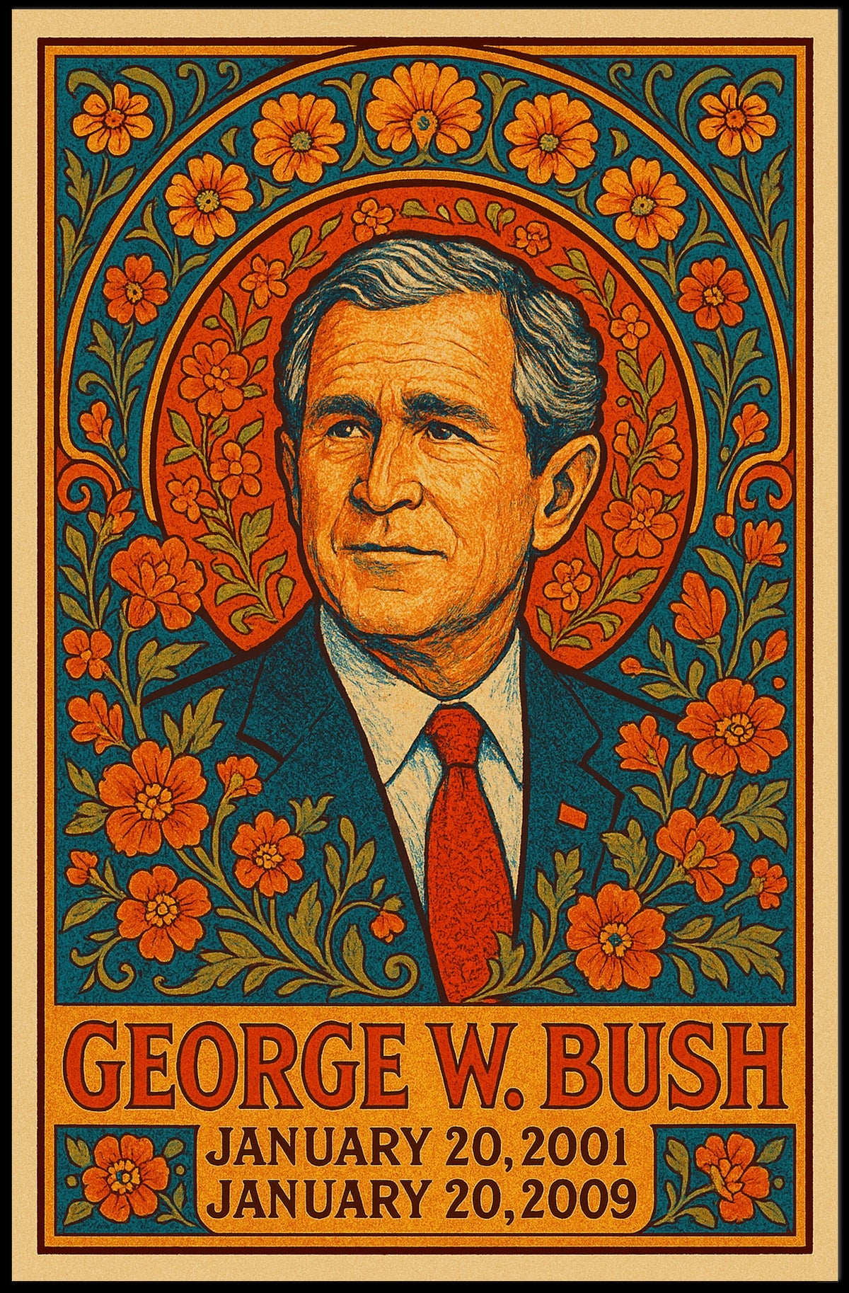 Commemorative Vintage Floral Illustration Political or Propaganda Poster