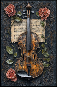 Violin Symphony with Roses Art Print Poster