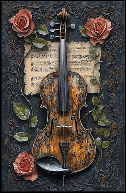 Violin Symphony with Roses Art Print Poster