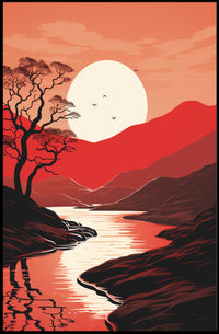 Tranquil Sunset Landscape Poster