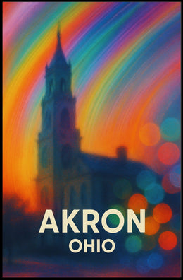 Akron Vibrant Rainbow Cityscape Impressionism Poster