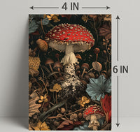 Lush Forest Floor with Enchanting Mushroom Fantasy Poster