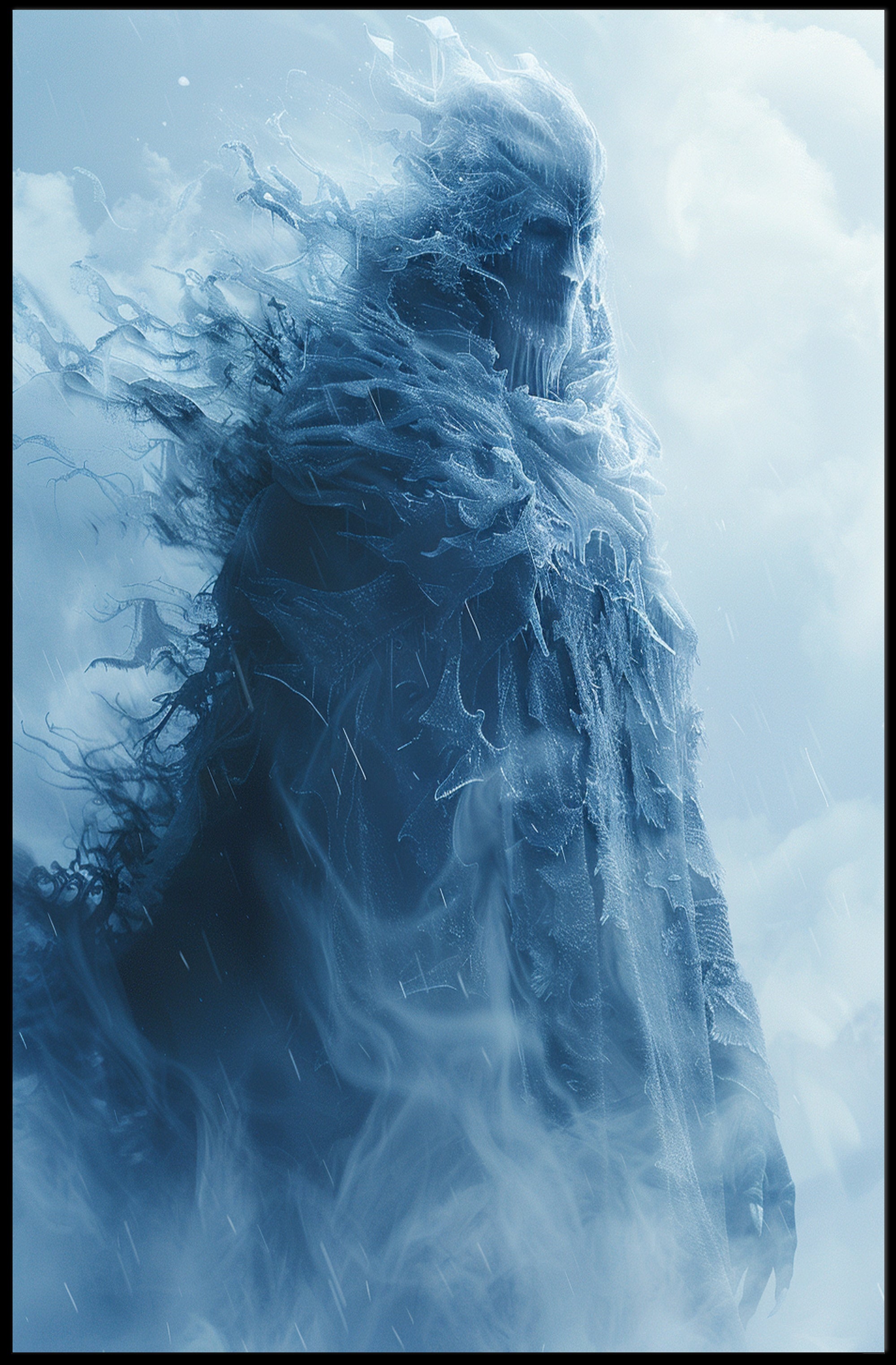 Icy Mythical Figure in Ethereal Fantasy or Mythology Poster