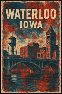Waterloo, Iowa Vintage Vintage Poster