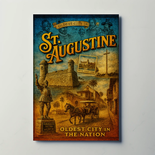 St Augustine Florida Oldest Historic City Vintage Poster