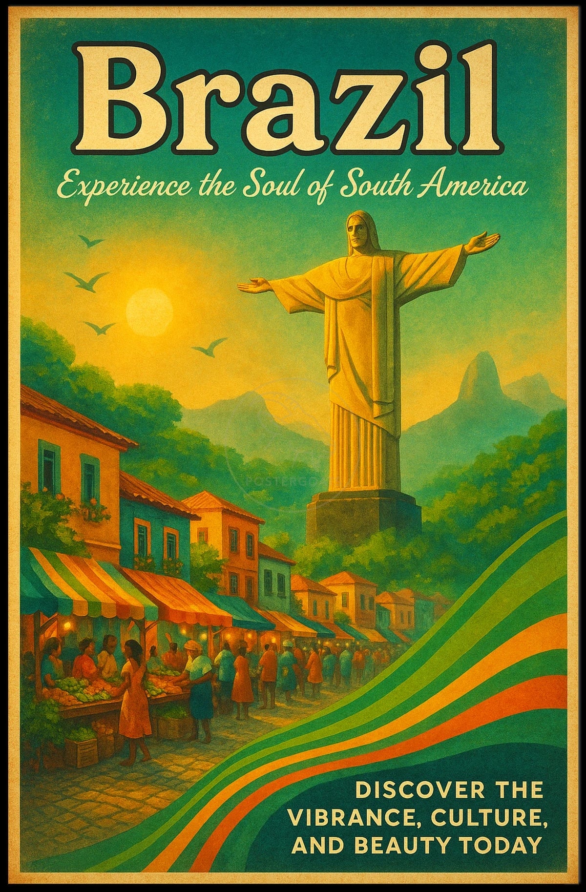 Brazilian Streetscape Vintage Travel Poster