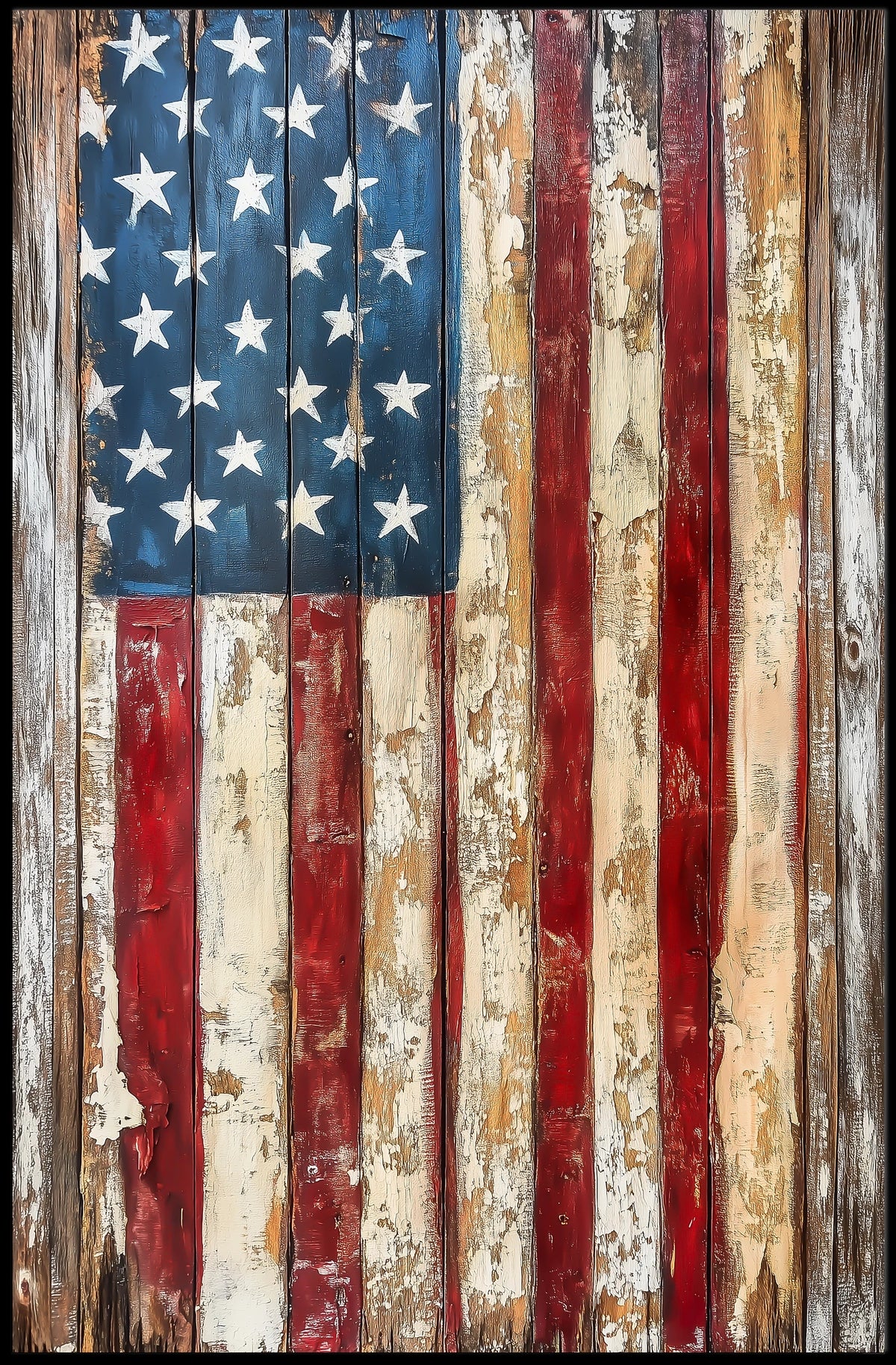 Faded American Flag Geometric Abstract Art Wall Poster