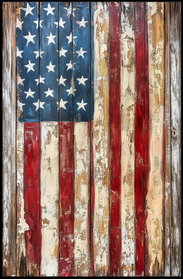 Faded American Flag Geometric Abstract Art Wall Poster