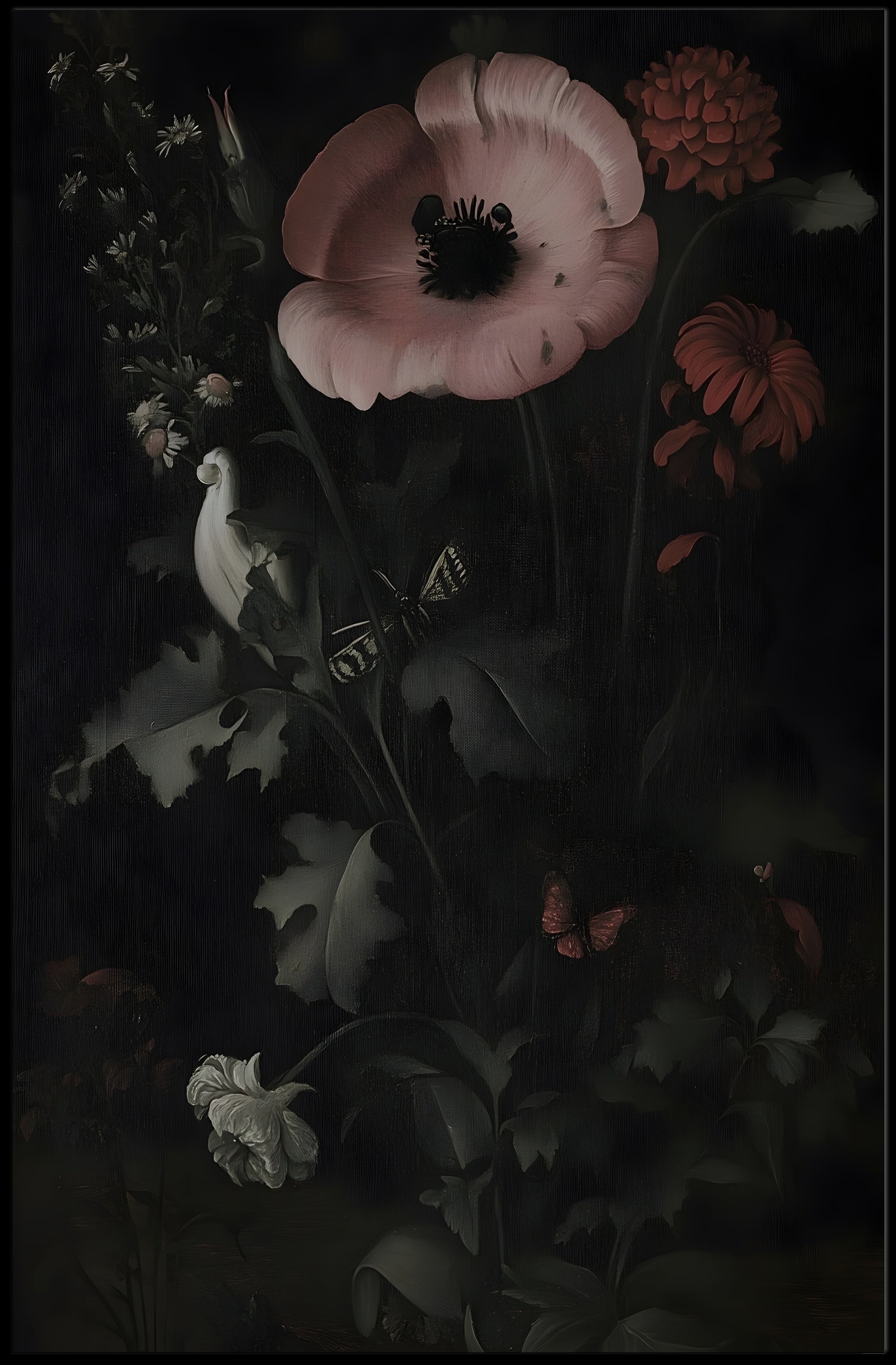 Floral Still Life with Butterfly Artistic Poster PosterGoat