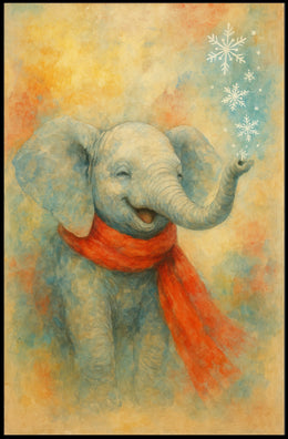 Winter Elephant Delight Poster