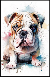 Bulldog Watercolor Portrait Poster Wall Art
