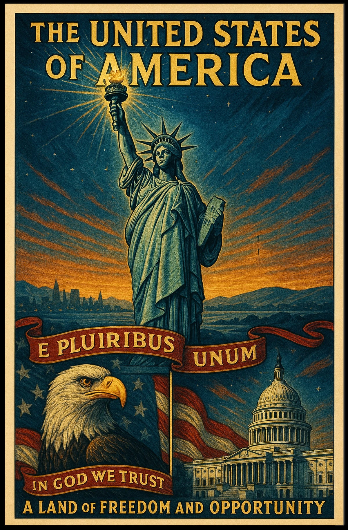 A Land Of Freedom And Opportunity Poster