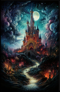 Enchanted Castle Under The Moonlit Sky Poster
