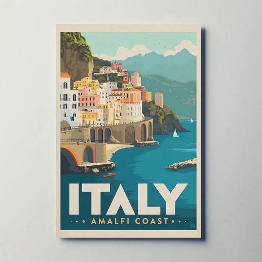 Vintage Poster Italy Amalfi Coast