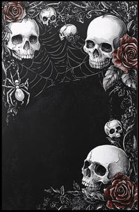 Gothic Skull and Roses Art Poster - Artistic Poster