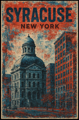 Syracuse Domed Landmark Travel Art Deco Collectors Poster
