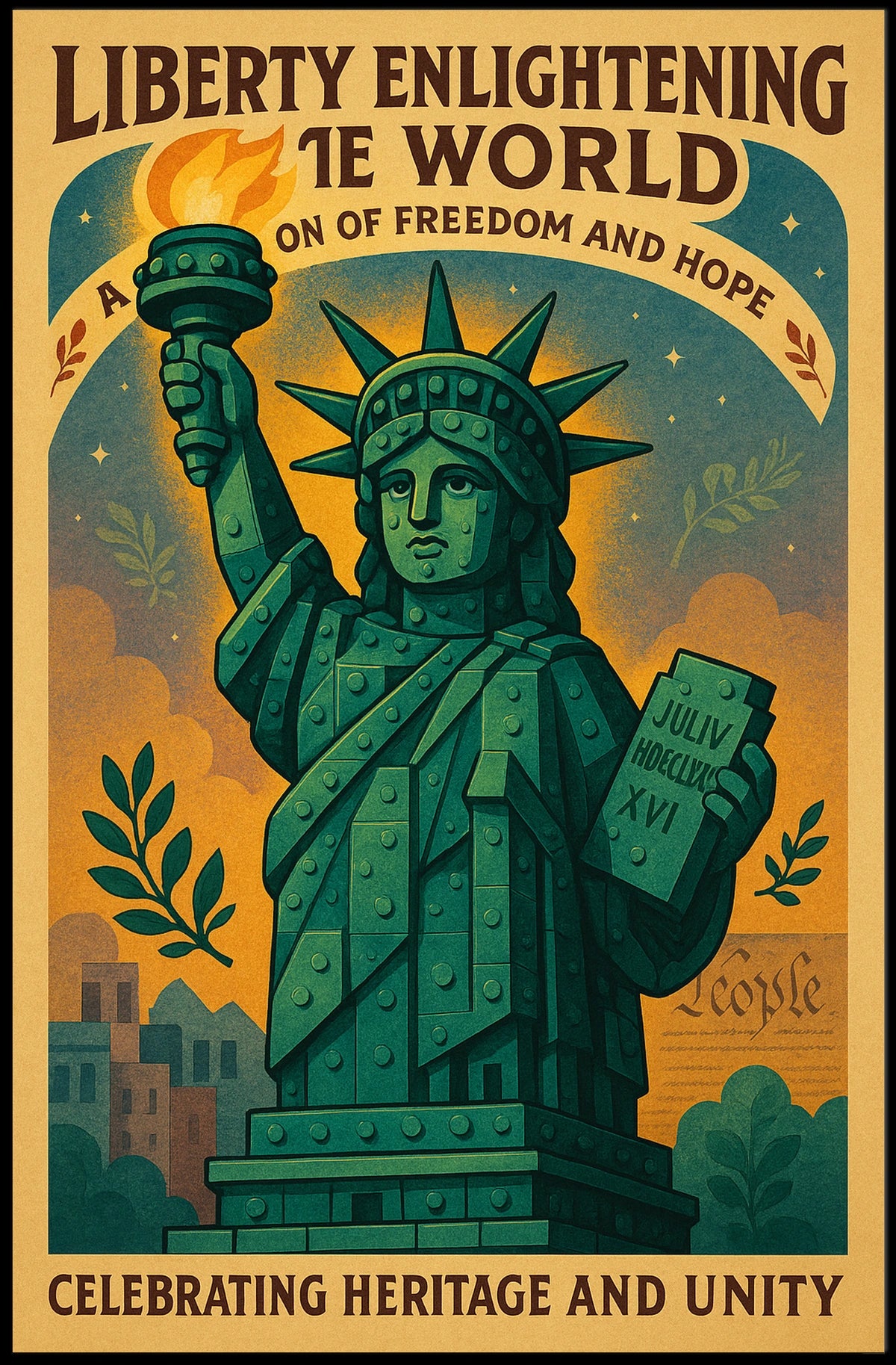 Statue of Liberty Vintage Patriotic Poster Art
