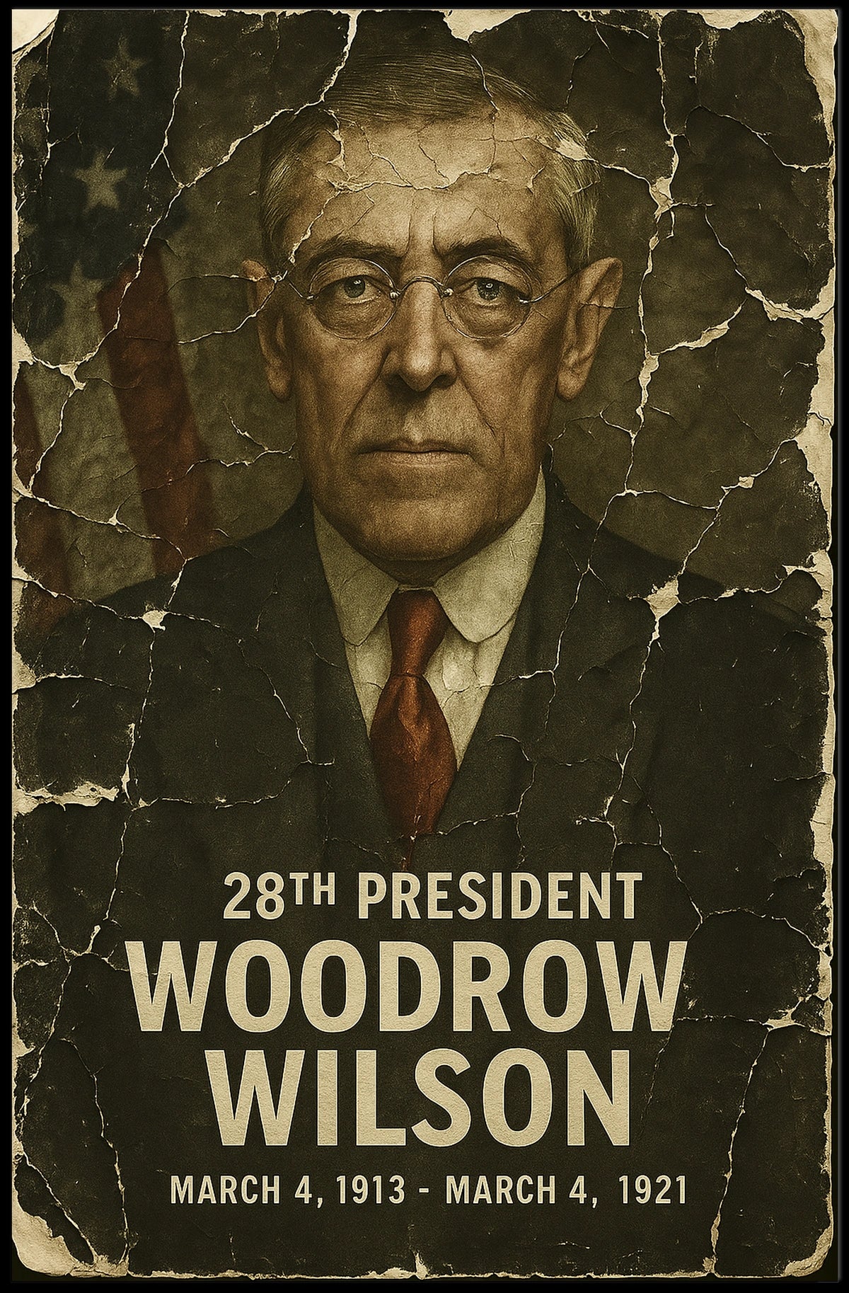 Woodrow Wilson 28th President of the United States Damaged Photograph Poster