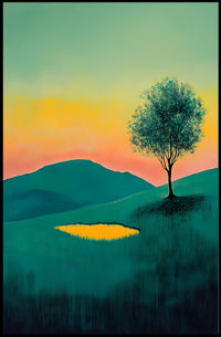 Tranquil Landscape Sunset Poster Serene Wall Art