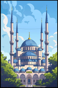 Grand Mosque Vector Art: Vibrant Islamic Heritage Poster