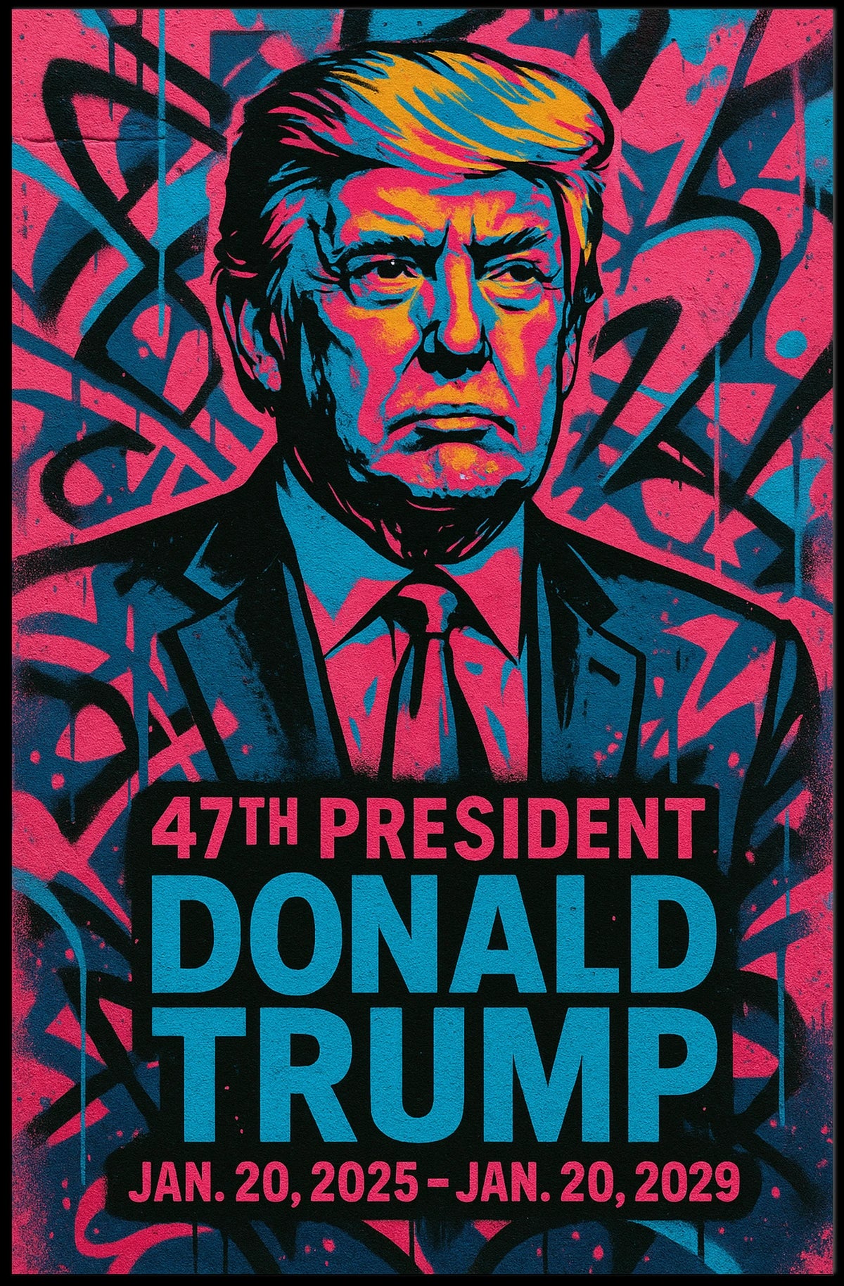 Commanding Colors Donald Trump in Pop Art Poster