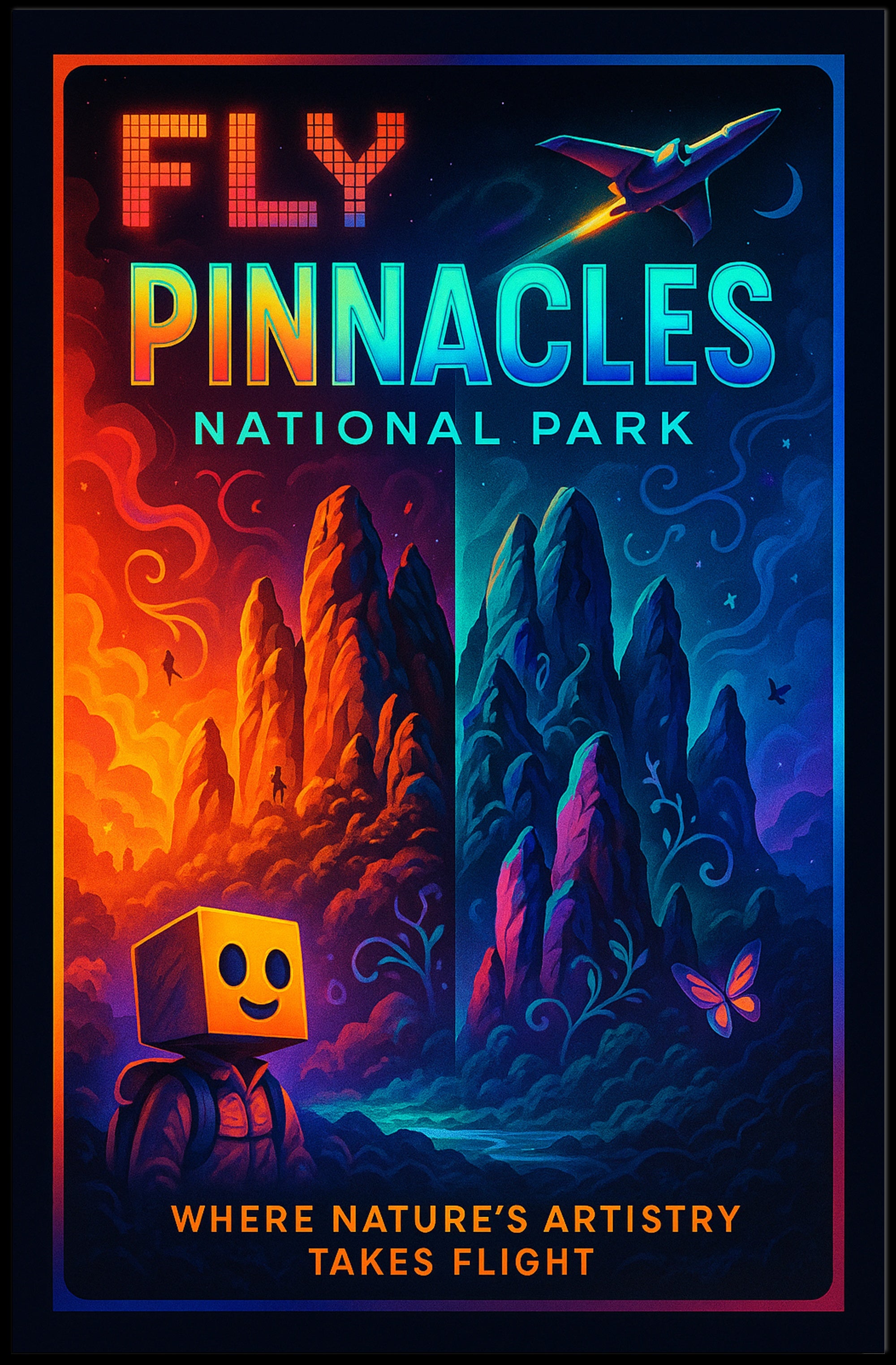 Fly Pinnacles National Park Poster Vintage Travel