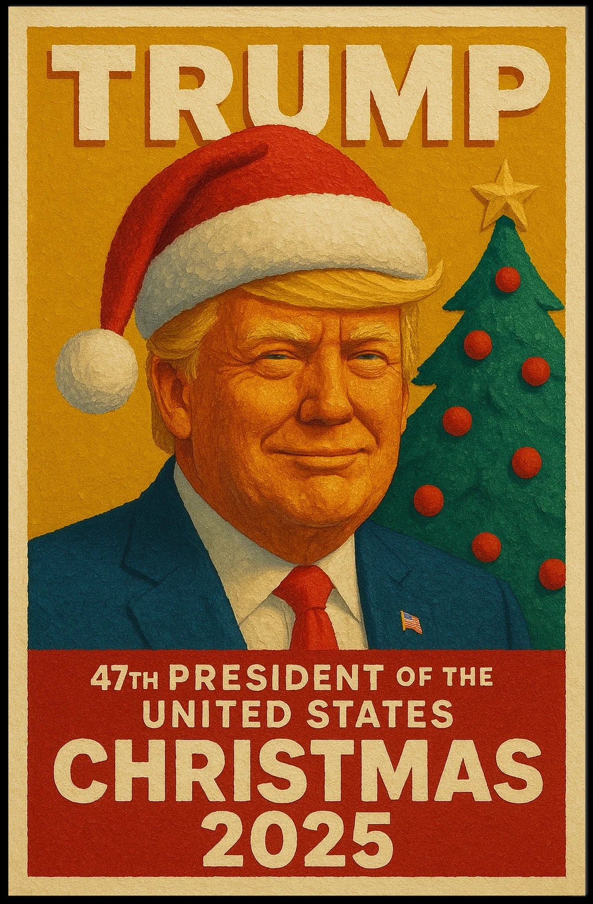 The poster features an individual wearing a Santa hat, suggesting a Christmas theme. Travel Poster