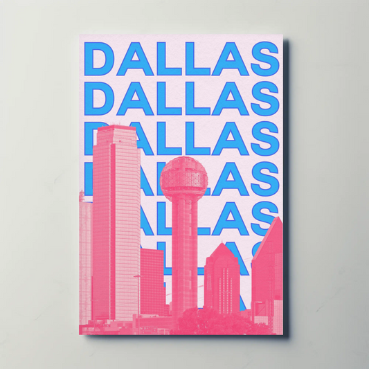 Dallas Texas Skyline Poster Retro Travel Poster