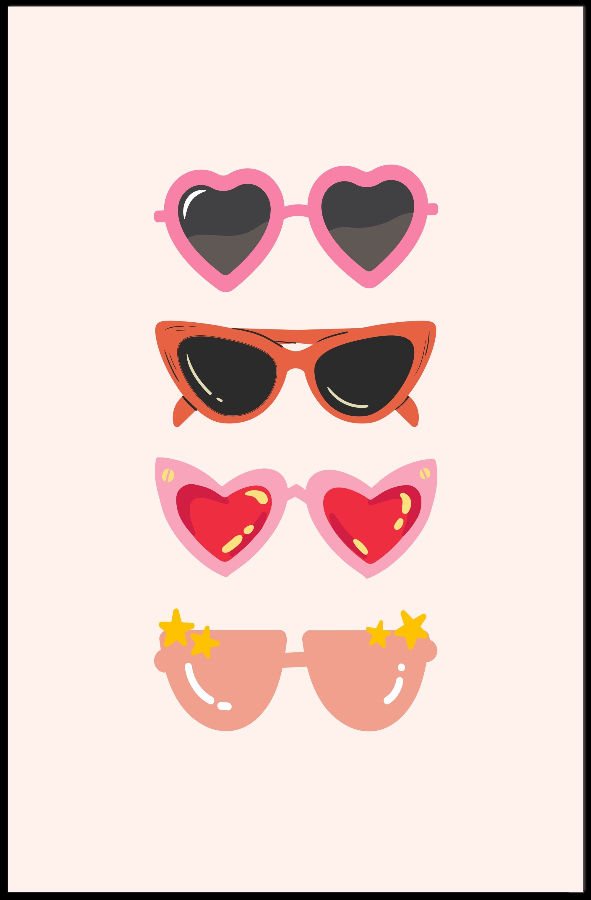 Stylish Sunglasses Collection in Playful Pop Culture Poster PosterGoat