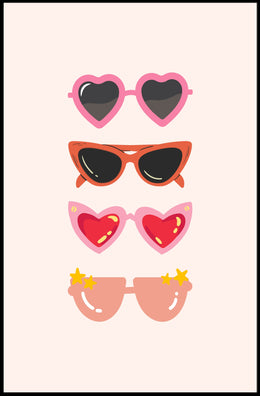 Stylish Sunglasses Collection in Playful Pop Culture Poster PosterGoat