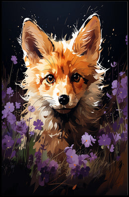 Vivid Fox in Enchanting Floral Wonderland Poster