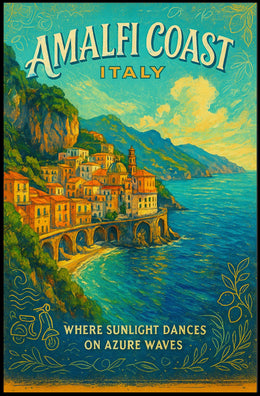 Amalfi Coast Vintage Italian Art Poster Print
