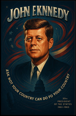 John F. Kennedy Patriotic Leadership Vintage Poster