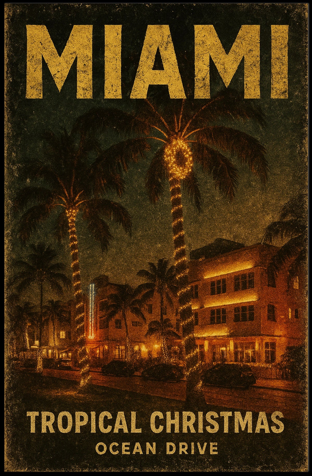 Miami Tropical Christmas Poster