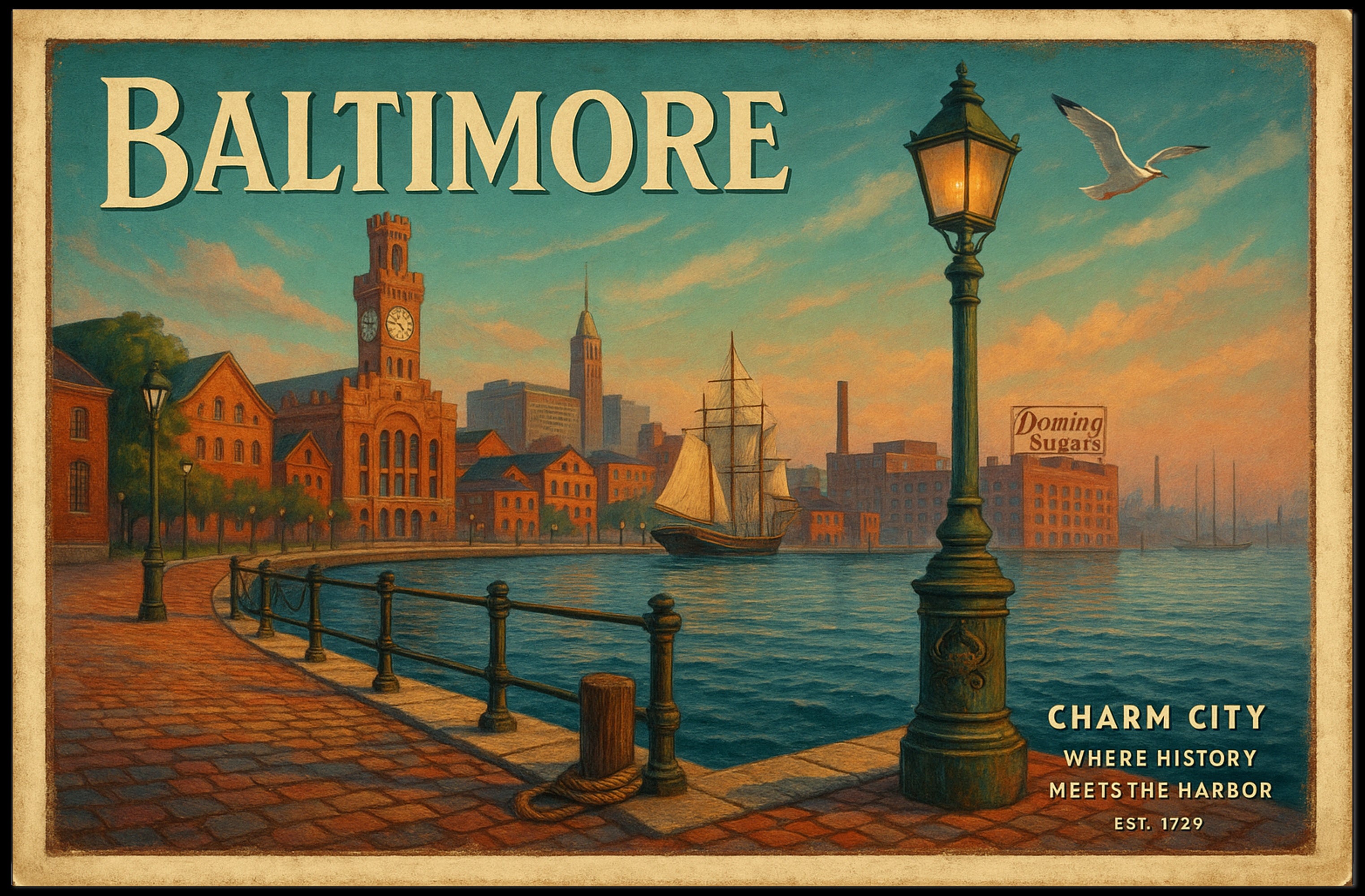 Charm City Harbor Travel Poster Art Print