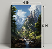 Enchanted Mountain Castle Poster PosterGoat