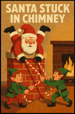 Santa Stuck In Chimney Poster