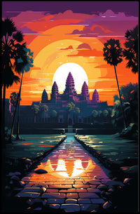Sunset Over Angkor Wat Poster