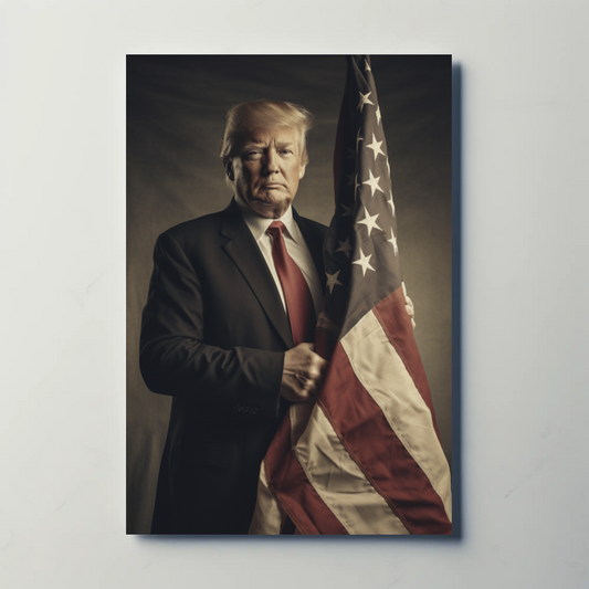 Vintage President Trump 2025 Poster American Flag Portrait