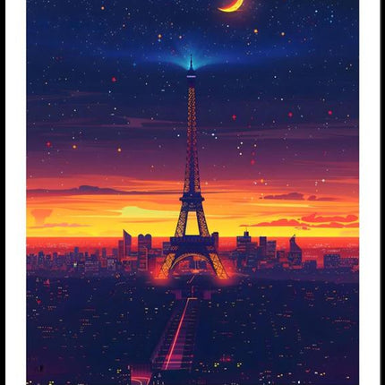 Enchanting Paris Sunset with Eiffel Tower Travel Poster