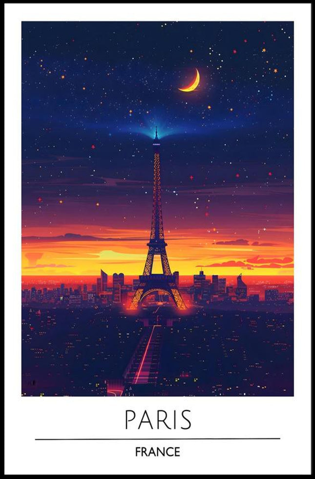 Enchanting Paris Sunset with Eiffel Tower Travel Poster