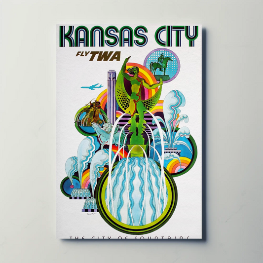 Fly TWA to Kansas City Travel Poster by David Klein