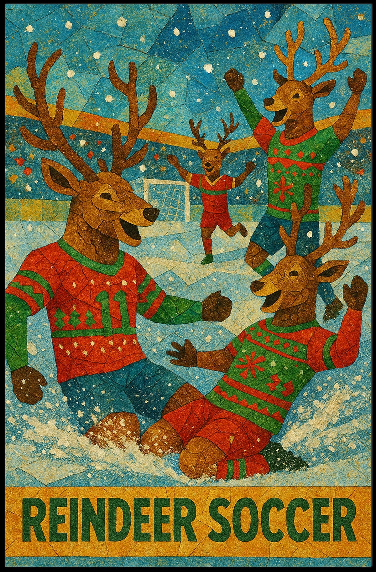 Reindeer Soccer Poster