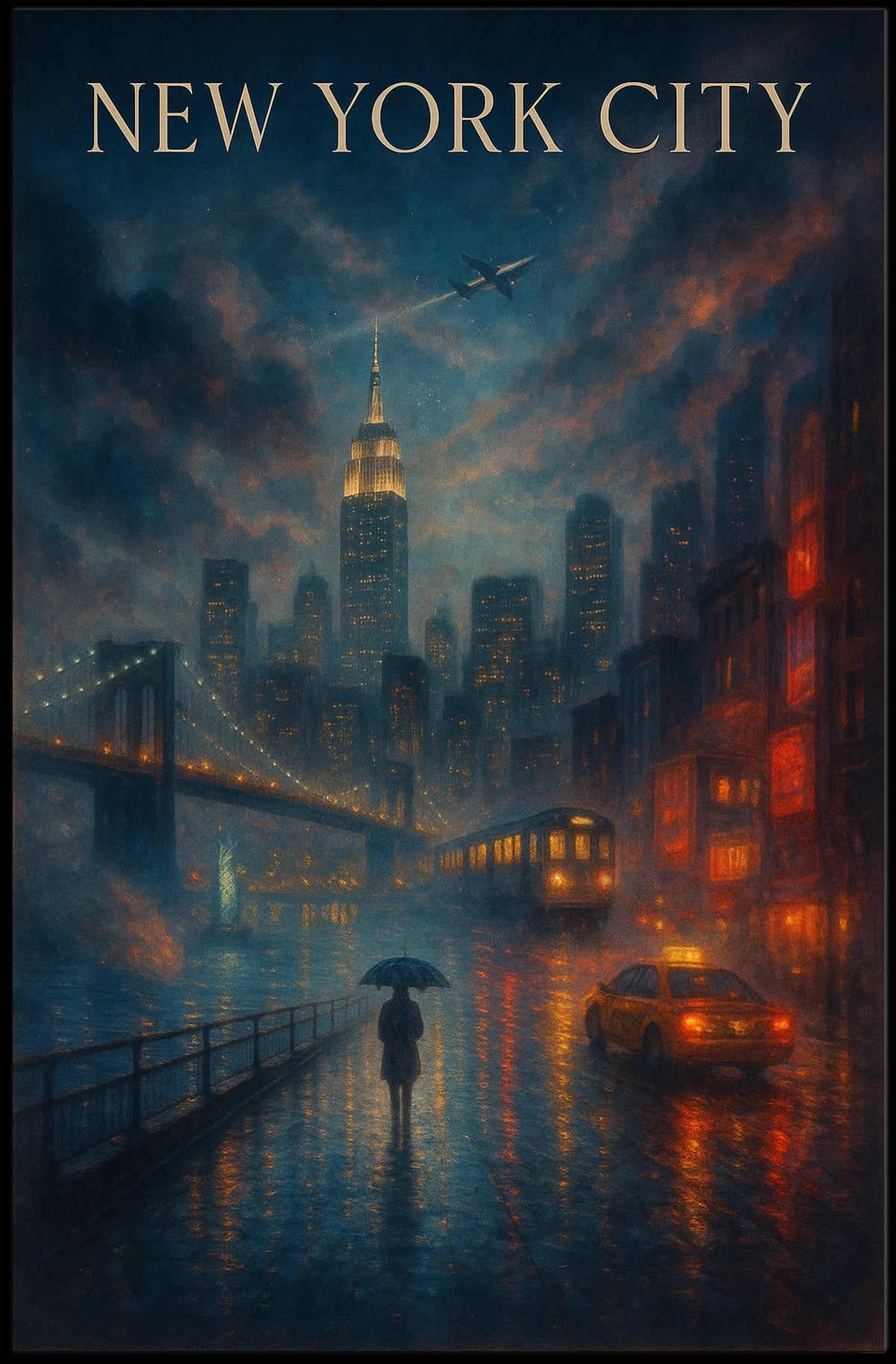 New York City Urban Nightscape Poster