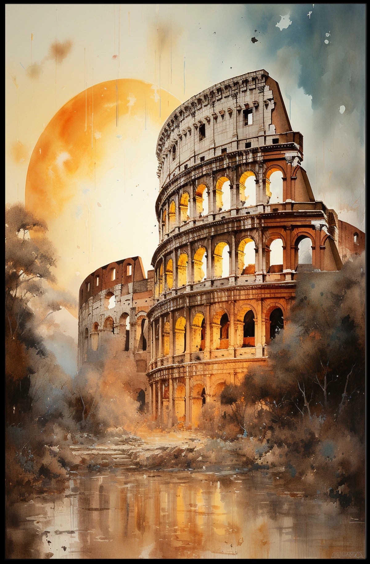 Colosseum Glory Ancient Rome Travel Poster